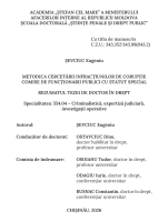 Metodica cercetării infracțiunilor de corupție comise de funcționarii publici cu statut special: Rezumatul tezei de doctor în drept